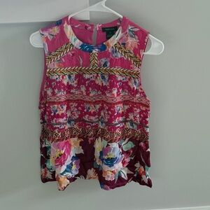 Floral Sleeveless Blouse - Pink and Multicolor
